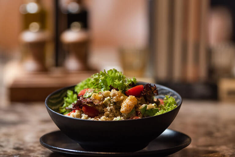 a salad bowl at the living room restaurant in Podgorica