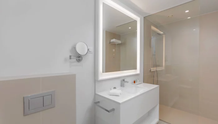 bathroom with led mirror