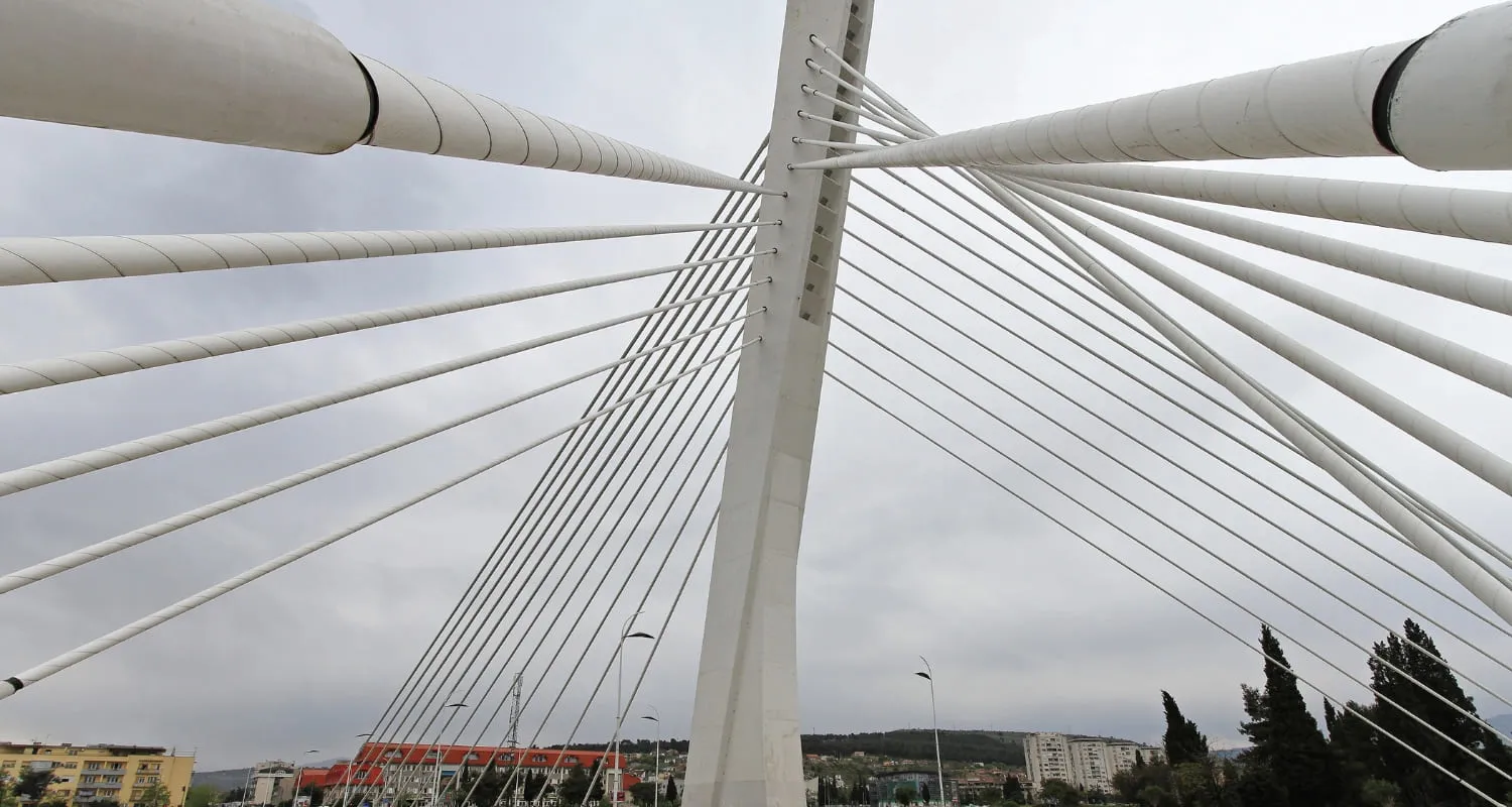 Podgorica Millennium Bridge Pylons and cables.