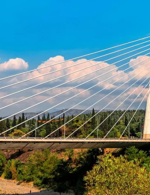 Millennium Bridge in Podgorica during a sunny summer day.