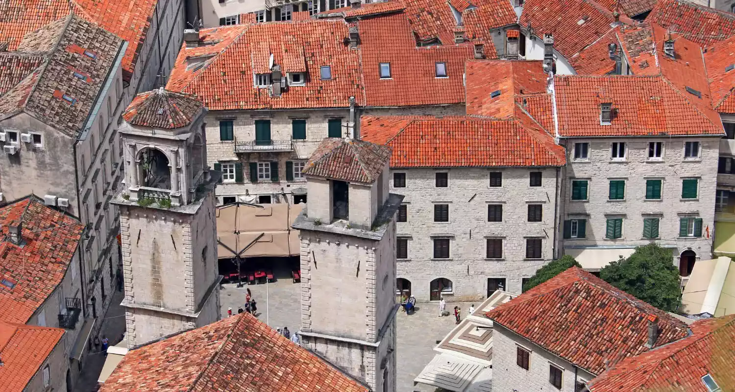 Birdview of St. Tryphon Cathedral in the Old Town of Kotor